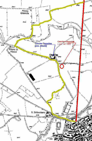 La strada per Castagnole ante 1800